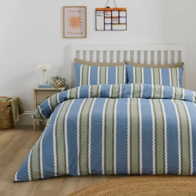 Dunelm Tessie Stripe Quilt Cover & Pillowcase Set