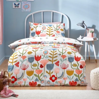 Dunelm Little Nature Duvet Cover & Pillowcase Set White