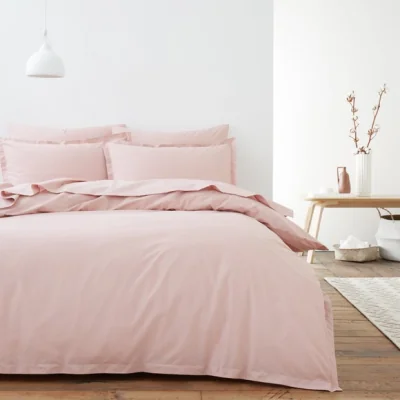 Dunelm 100% Organic Cotton Duvet Cover and Pillowcase Set Blush