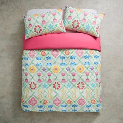 Dunelm Yinka Ilori Net Floral 100% Cotton Duvet Cover & Pillowcase Set
