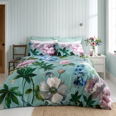 Dunelm Amiri Blooms 180 Thread Count Cotton Sateen Duvet Cover & Pillowcase Set
