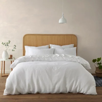 Dunelm Rowan Linen White Duvet Cover and Pillowcase Set Soft Linen (White)