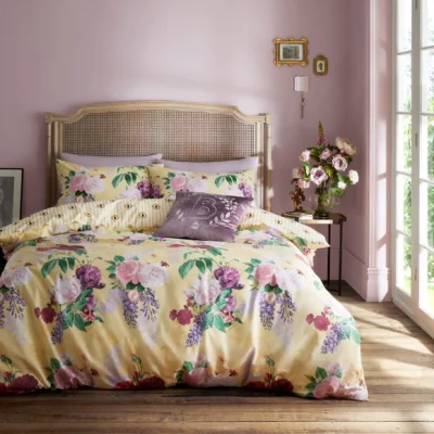 Dunelm Bridgerton By Catherine Lansfield Wisteria Bouquet Duvet Cover & Pillowcase Set Yellow