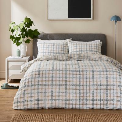Dunelm Modern Check Cosy Easycare Duvet Cover and Pillowcase Set Green