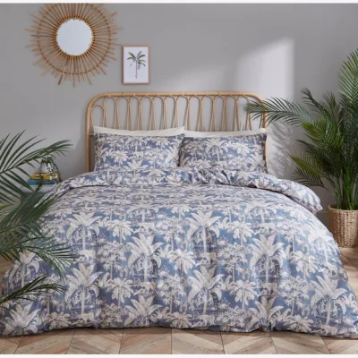 Dunelm Luxe Jungle Duvet Cover Set Blue