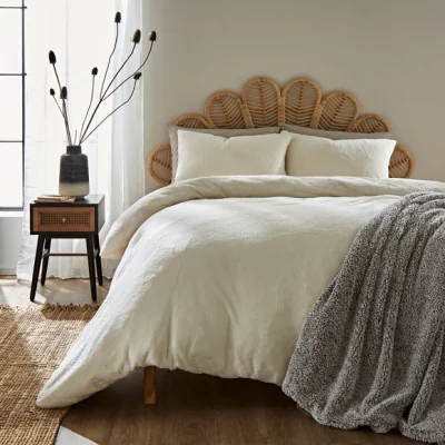 Dunelm Teddy Duvet Cover and Pillowcase Set Cream Teddy