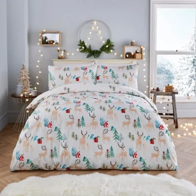 Dunelm Fusion Winter Stag Duvet Cover & Pillowcase Set MultiColoured
