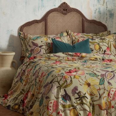Dunelm EW by Edinburgh Weavers Morton Floral Chintz 100% Cotton Sateen Duvet Cover & Pillowcase Set Beige