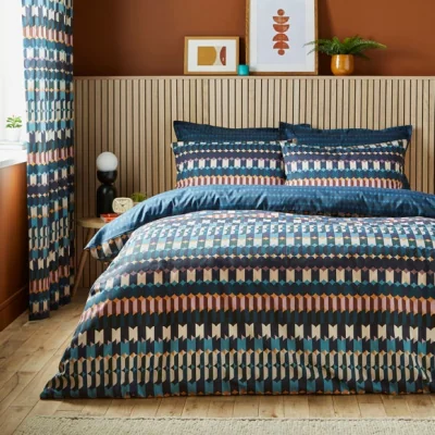 Dunelm Oden Geometric Duvet Cover and Pillowcase Set MultiColoured