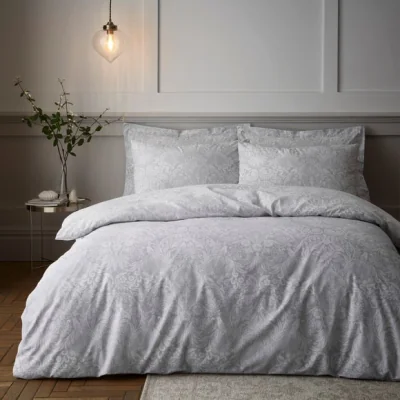 Dunelm Emelie Grey Duvet Cover and Pillowcase Set Grey