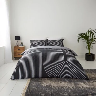 Dunelm Elements Meyer Duvet Cover and Pillowcase Set Black