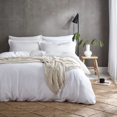 Dunelm Cotton Linen White Duvet Cover & Pillowcase Set White