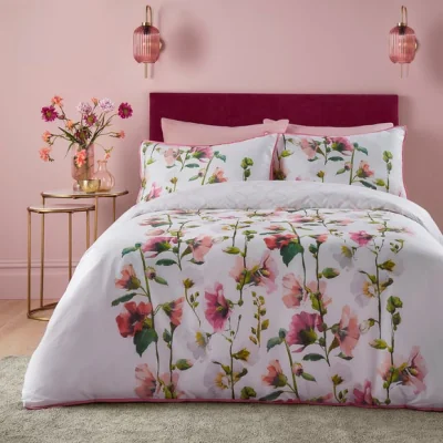 Dunelm Soiree Layla 200 Thread Count Duvet Cover and Pillowcase Set Pink