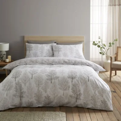 Dunelm Catherine Lansfield Wilda Tree Reversible Natural Duvet Cover & Pillowcase Set Natural