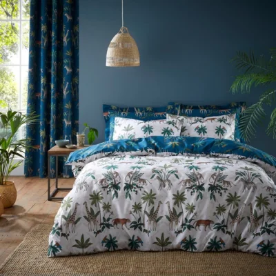 Dunelm Safari Teal Duvet Cover & Pillowcase Set Teal (Blue)