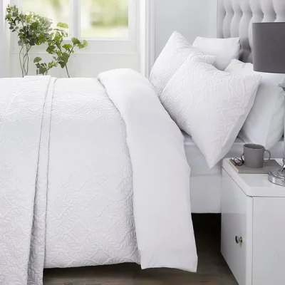 Dunelm Serene Gianna White Duvet Cover and Pillowcase Set White