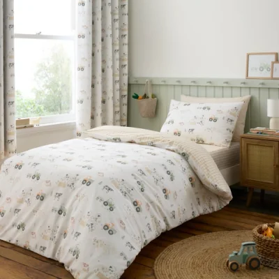 Dunelm Farmyard Friends 100% Cotton Quilt Cover & Pillowcase Set