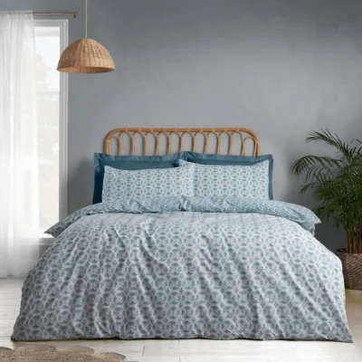 Dunelm Catherine Lansfield Sardinia Mosaic Tile Blue Duvet Cover and Pillowcase Set Blue