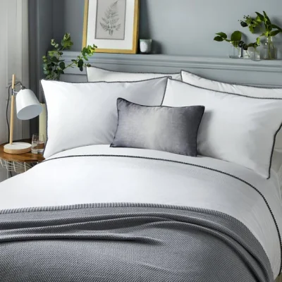 Dunelm Pom Pom Duvet Cover and Pillowcase Set Grey Grey