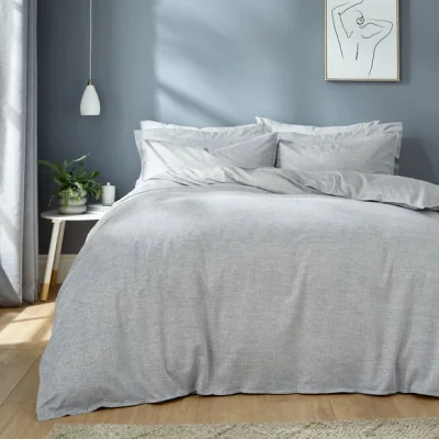 Dunelm Terrell Marl Duvet Cover & Pillowcase Set Blue