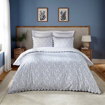 Dunelm Dorma Eventide 100% Cotton Duvet Cover & Pillowcase Set Blue
