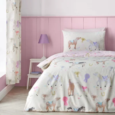 Dunelm Catherine Lansfield Happy Horses Quilt Cover and Pillowcase Set