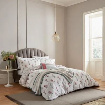 Dunelm Helena Springfield Ashley Duvet Cover and Pillowcase Set Raspberry
