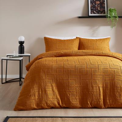Dunelm Lyla Textured Waffle Duvet Cover and Pillowcase Set Olive (Green)
