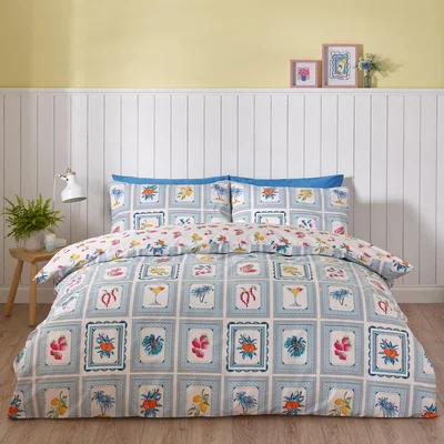 Dunelm Catherine Lansfield Riviera Tiles Reversible Duvet Cover & Pillowcase Set