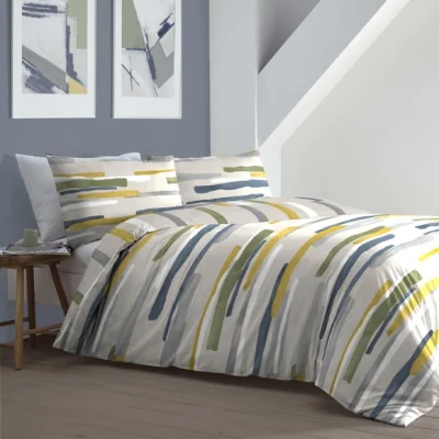 Dunelm Clifton Duvet Cover and Pillowcase Set Green Green