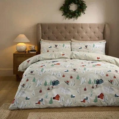 Dunelm Ski Scene Duvet Cover and Pillowcase Set