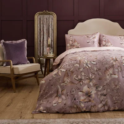 Dunelm Floella Viola 100% Cotton Duvet Cover and Pillowcase Set