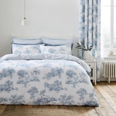 Dunelm Toile Scene 100% Cotton Duvet Cover & Pillowcase Set