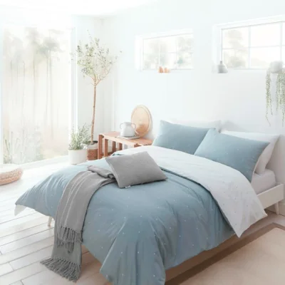 Dunelm Betty Spot Duvet Cover and Pillowcase Set Blue Blue