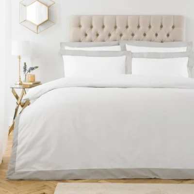 Dunelm Paoletti Harvard Grey 100% Cotton Duvet Cover & Pillowcase Set Grey