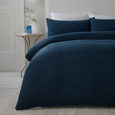 Dunelm Serene Lindly Duvet Cover and Pillowcase Set Navy