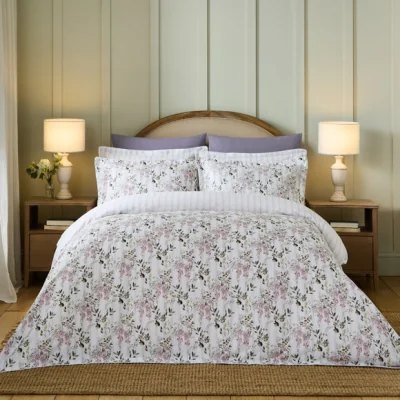 Dunelm Dorma Hampton Stripe 100% Cotton Sateen Duvet Cover & Pillowcase Set