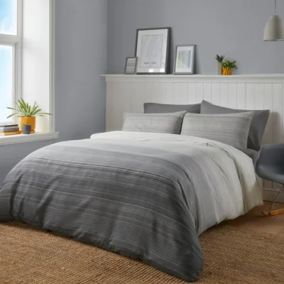 Dunelm Fairhaven Charcoal Duvet Cover and Pillowcase Set Charcoal