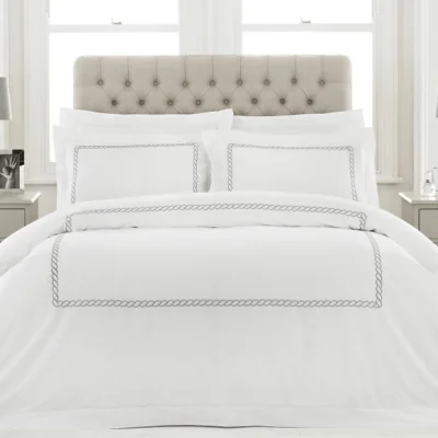 Dunelm Paoletti Cleopatra Silver 100% Cotton Duvet Cover & Pillowcase Set Silver