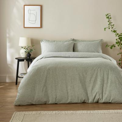 Dunelm Supersoft Chambray Duvet Cover and Pillowcase Set Olive (Green)