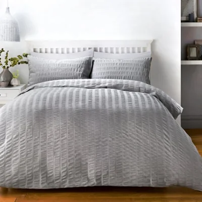 Dunelm Seersucker Grey Duvet Cover and Pillowcase Set Grey