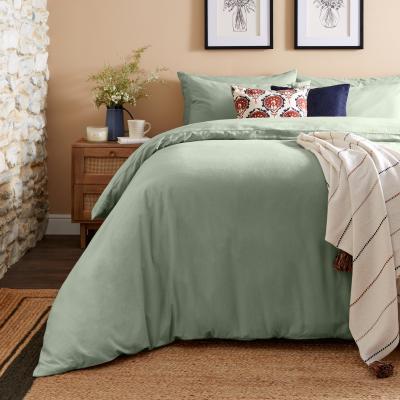 Dunelm Simply Brushed Cotton Duvet Cover and Pillowcase Set Sage (Green)