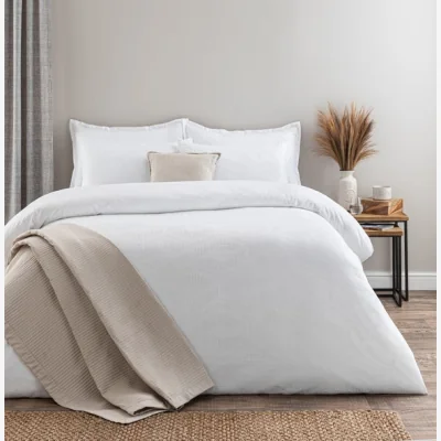 Dunelm Croston Waffle White Duvet Cover and Pillowcase Set White