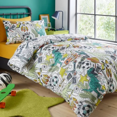 Dunelm Bedlam Doodle Zoom Duvet Cover & Pillowcase Set