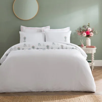 Dunelm Somerset Embroidered Microfibre Duvet Cover & Pillowcase Set