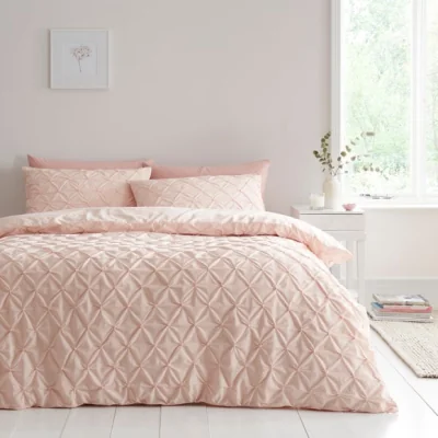 Dunelm Aster Pintuck 100% Cotton Duvet Cover & Pillowcase Set