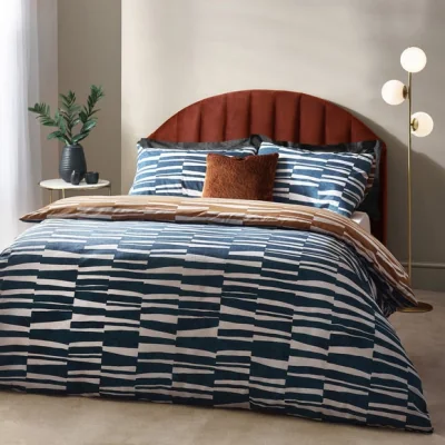 Dunelm Hoem Piper Cotton Rich Dusk Duvet Cover & Pillowcase Set Bronze