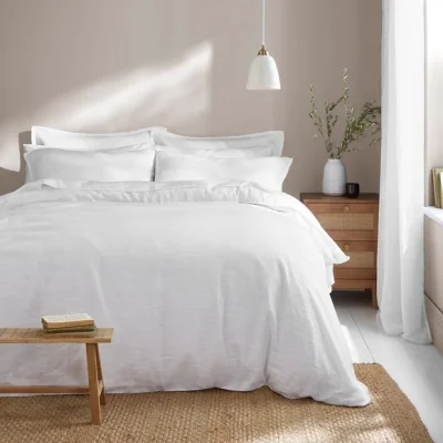 Dunelm Hemp Blend Duvet Cover & Pillowcase Set White