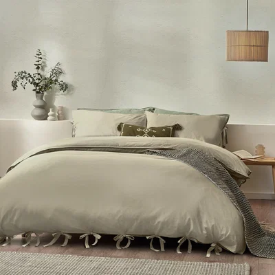 Dunelm Riviera Yard Mallow Bow Tie Cotton Duvet Cover & Pillowcase Set