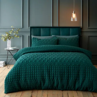 Dunelm Billie Emerald Duvet Cover and Pillowcase Set Emerald